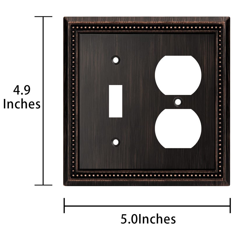 Henne Bery Sunken Pearls Decorative Wall Plate Switch Plate Outlet Cover (Toggle/Duplex, Aged Bronze) - Image 3
